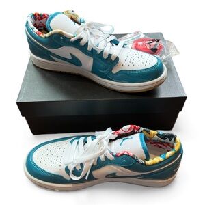 Nike Air Jordan 1 Low Barcelona Teal White Men’s Size 8 Sneakers